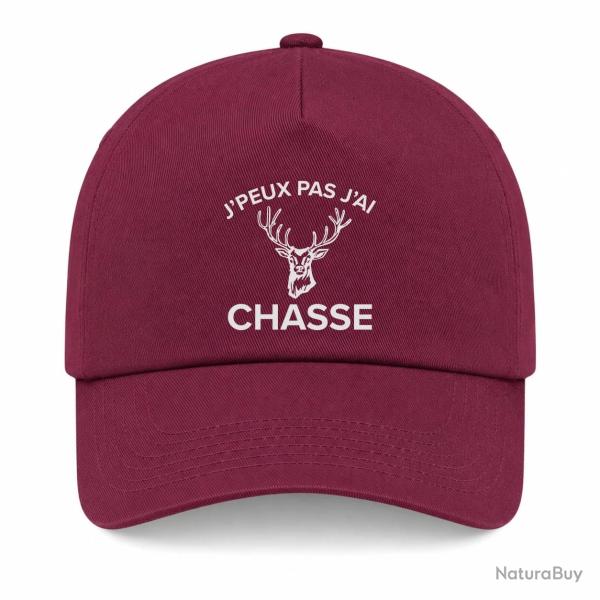 Casquette Chasse - J'peux pas j'ai chasse - Cerf - Bordeaux