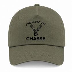 Casquette Chasse - J'peux pas j'ai chasse - Cerf - Kaki / Noir