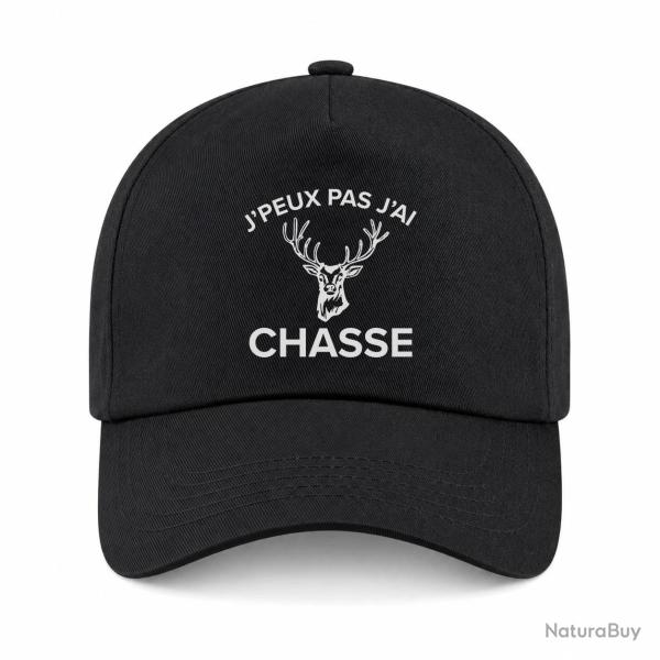 Casquette Chasse - J'peux pas j'ai chasse - Cerf - Noir