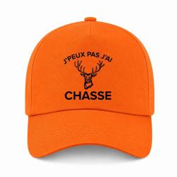 Casquette Chasse - J'peux pas j'ai chasse - Cerf - Orange