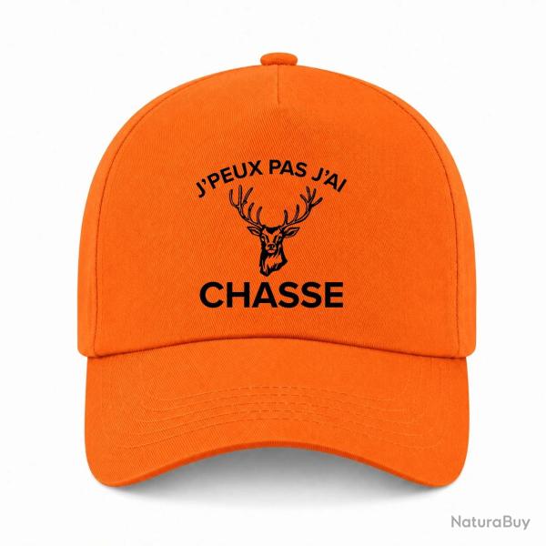 Casquette Chasse - J'peux pas j'ai chasse - Cerf - Orange