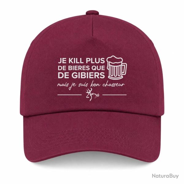Casquette Humour Chasse - Je kill plus de bi�res que de gibiers - Bordeaux
