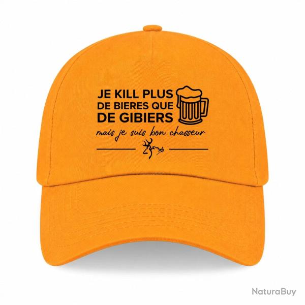 Casquette Humour Chasse - Je kill plus de bi�res que de gibiers - Jaune