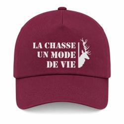 Casquette Chasse - Un mode de vie - Cerf - Bordeaux