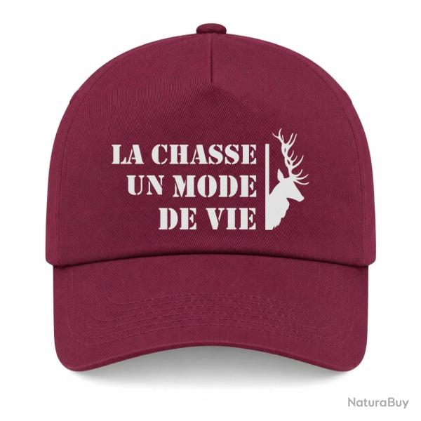 Casquette Chasse - Un mode de vie - Cerf - Bordeaux