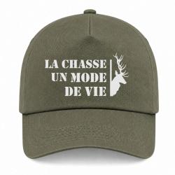 Casquette Chasse - Un mode de vie - Cerf - Kaki / Blanc