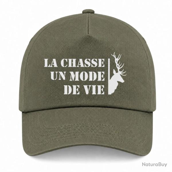 Casquette Chasse - Un mode de vie - Cerf - Kaki / Blanc