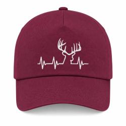 Casquette Chasse - Battement de coeur "CERF" - Bordeaux