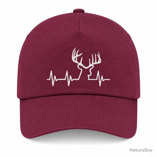 Casquette Chasse - Battement de coeur "CERF" - Bordeaux