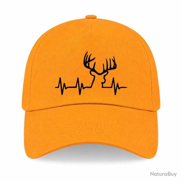 Casquette Chasse - Battement de coeur "CERF" - Jaune