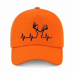 Casquette Chasse - Battement de coeur "CERF" - Orange