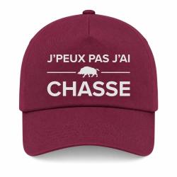 Casquette Chasseur - Je peux pas j'ai chasse ! - Bordeaux