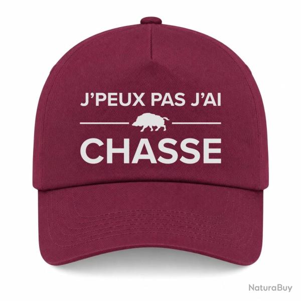 Casquette Chasseur - Je peux pas j'ai chasse ! - Bordeaux