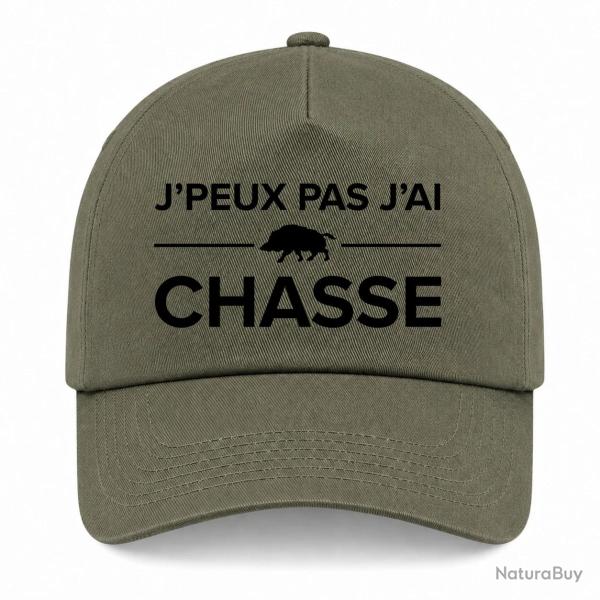 Casquette Chasseur - Je peux pas j'ai chasse ! - Kaki / Noir