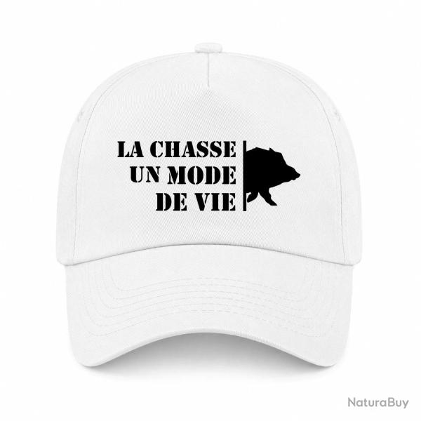 Casquette Chasse - Un mode de vie - Sanglier - Blanc