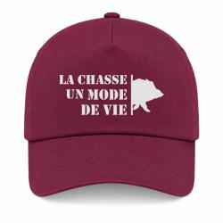 Casquette Chasse - Un mode de vie - Sanglier - Bordeaux