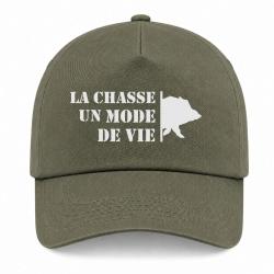 Casquette Chasse - Un mode de vie - Sanglier - Kaki / Blanc