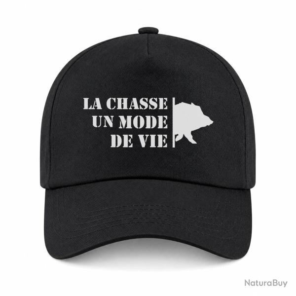 Casquette Chasse - Un mode de vie - Sanglier - Noir