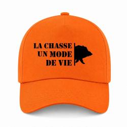Casquette Chasse - Un mode de vie - Sanglier - Orange