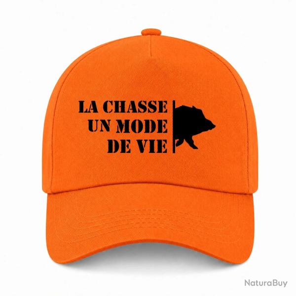 Casquette Chasse - Un mode de vie - Sanglier - Orange