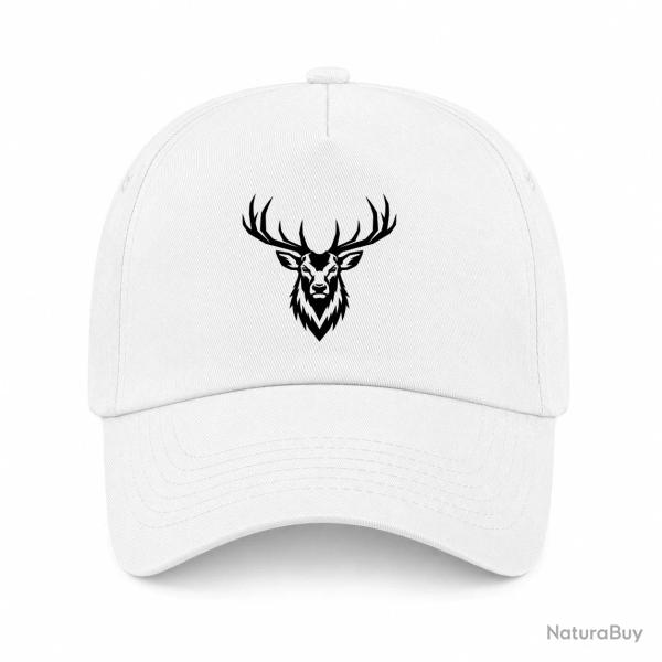 Casquette Chasse - Cerf royal - Portrait - Blanc