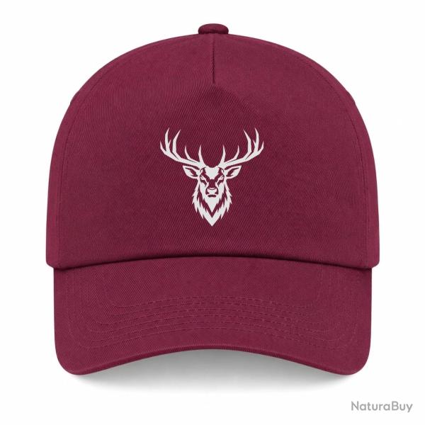Casquette Chasse - Cerf royal - Portrait - Bordeaux