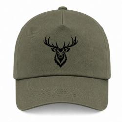 Casquette Chasse - Cerf royal - Portrait - Kaki / Noir