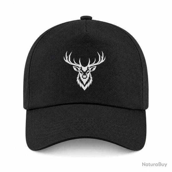 Casquette Chasse - Cerf royal - Portrait - Noir