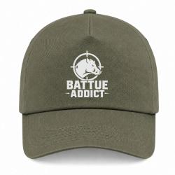 Casquette Chasse - Battue addict - Sanglier cibl&eacute; - Kaki / Blanc