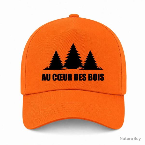Casquette Chasse - Au coeur des bois - For�t sauvage - Orange