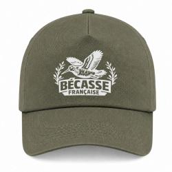 Casquette Chasse - B&eacute;casse fran&ccedil;aise - Envol tricolore - Kaki / Blanc