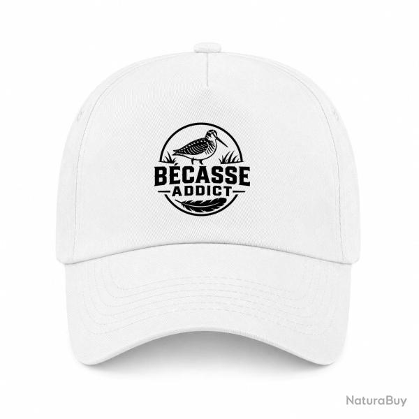 Casquette Chasse - B�casse addict - Badge nature - Blanc