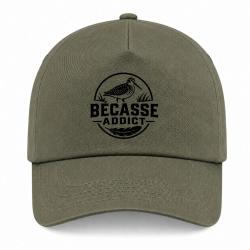 Casquette Chasse - B&eacute;casse addict - Badge nature - Kaki / Noir