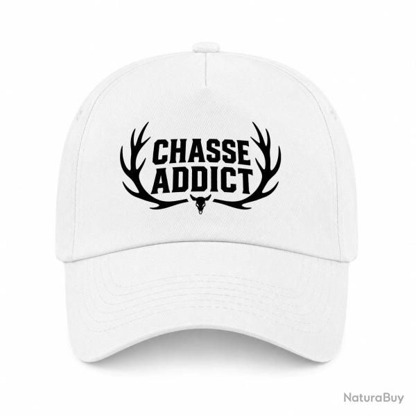 Casquette Chasse - Chasse addict - Panache orange - Blanc