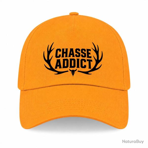 Casquette Chasse - Chasse addict - Panache orange - Jaune