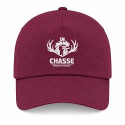 Casquette Chasse - Chasse fran&ccedil;aise - Cerf tricolore - Bordeaux