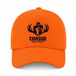 Casquette Chasse - Chasse fran&ccedil;aise - Cerf tricolore - Orange