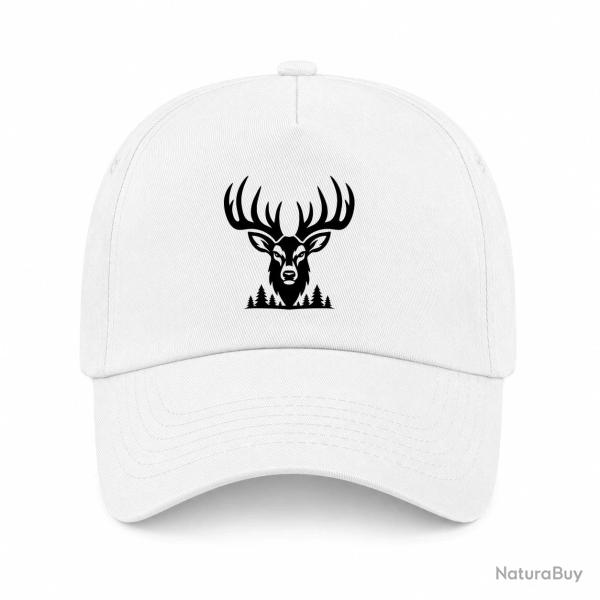 Casquette Chasse - Cerf majestueux - Lisi�re des bois - Blanc