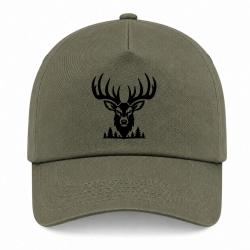 Casquette Chasse - Cerf majestueux - Lisi&egrave;re des bois - Kaki / Noir