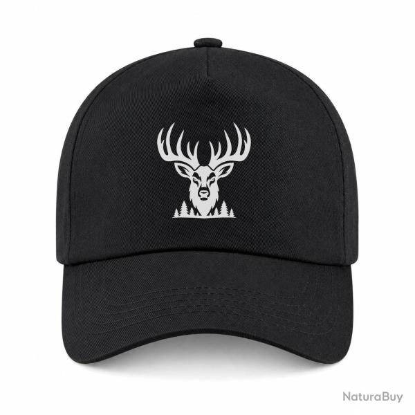 Casquette Chasse - Cerf majestueux - Lisi�re des bois - Noir