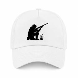 Casquette Chasse - Chasseur &agrave; l'aff&ucirc;t - Silhouette - Blanc