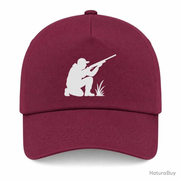 Casquette Chasse - Chasseur � l'aff�t - Silhouette - Bordeaux