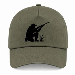 Casquette Chasse - Chasseur &agrave; l'aff&ucirc;t - Silhouette - Kaki / Noir