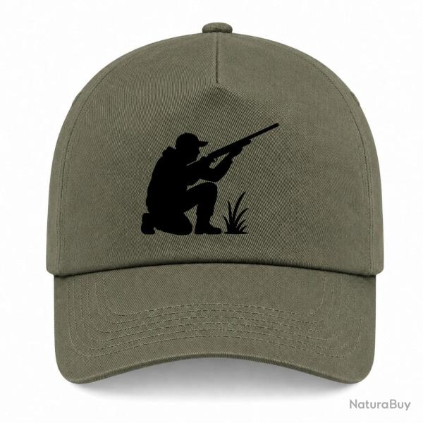 Casquette Chasse - Chasseur � l'aff�t - Silhouette - Kaki / Noir