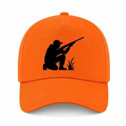 Casquette Chasse - Chasseur &agrave; l'aff&ucirc;t - Silhouette - Orange