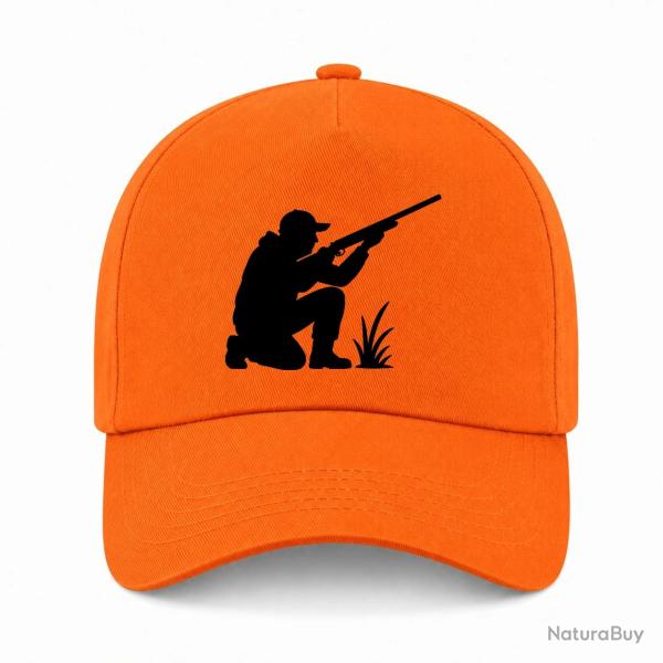 Casquette Chasse - Chasseur � l'aff�t - Silhouette - Orange