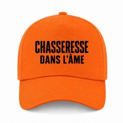 Casquette Chasse - Chasseresse dans l'&acirc;me - Typographie - Orange