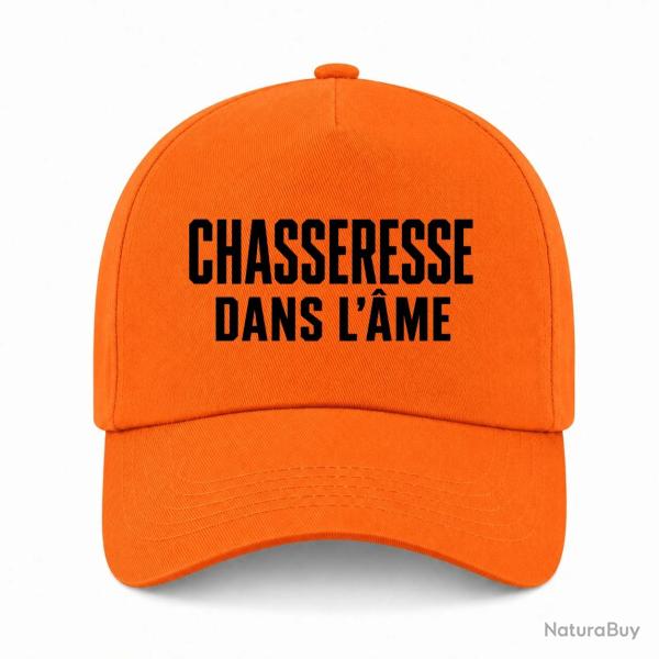 Casquette Chasse - Chasseresse dans l'�me - Typographie - Orange