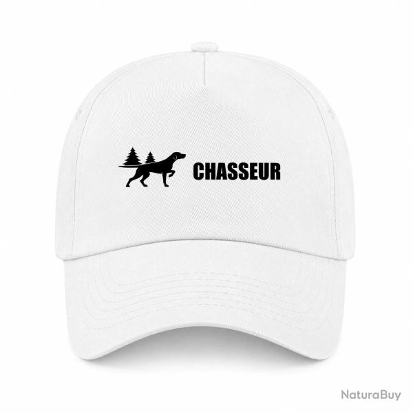 Casquette Chasse - Chasseur - Chien d'arr�t en for�t - Blanc