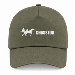 Casquette Chasse - Chasseur - Chien d'arr&ecirc;t en for&ecirc;t - Kaki / Blanc